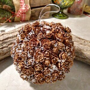 Woodsy Pinecone Pine Cone Hanging Kissing Ball Holidays Woodland Decor Ornament